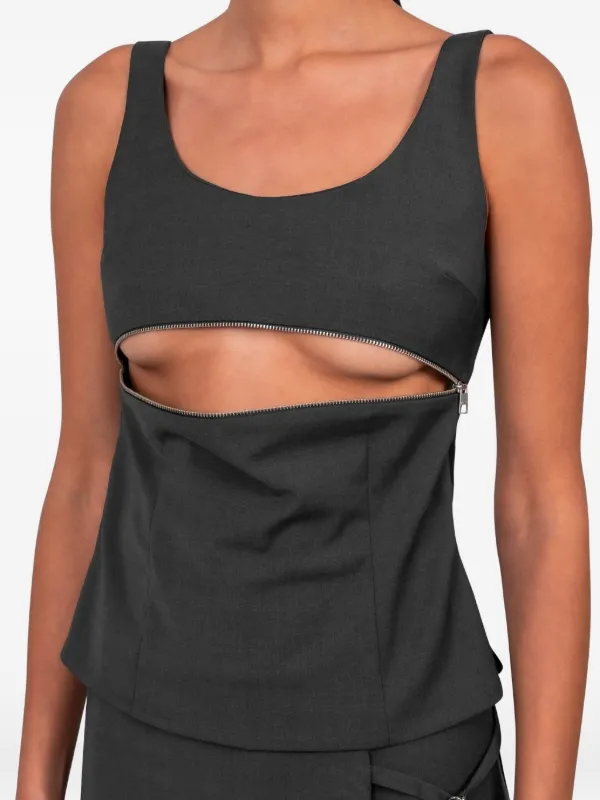 Paloma Wool Isee zip-detail Top | Grey | FARFETCH