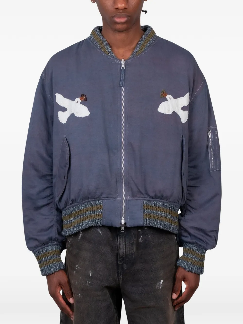 STORY mfg. embroidered reversible bomber jacket - Violett