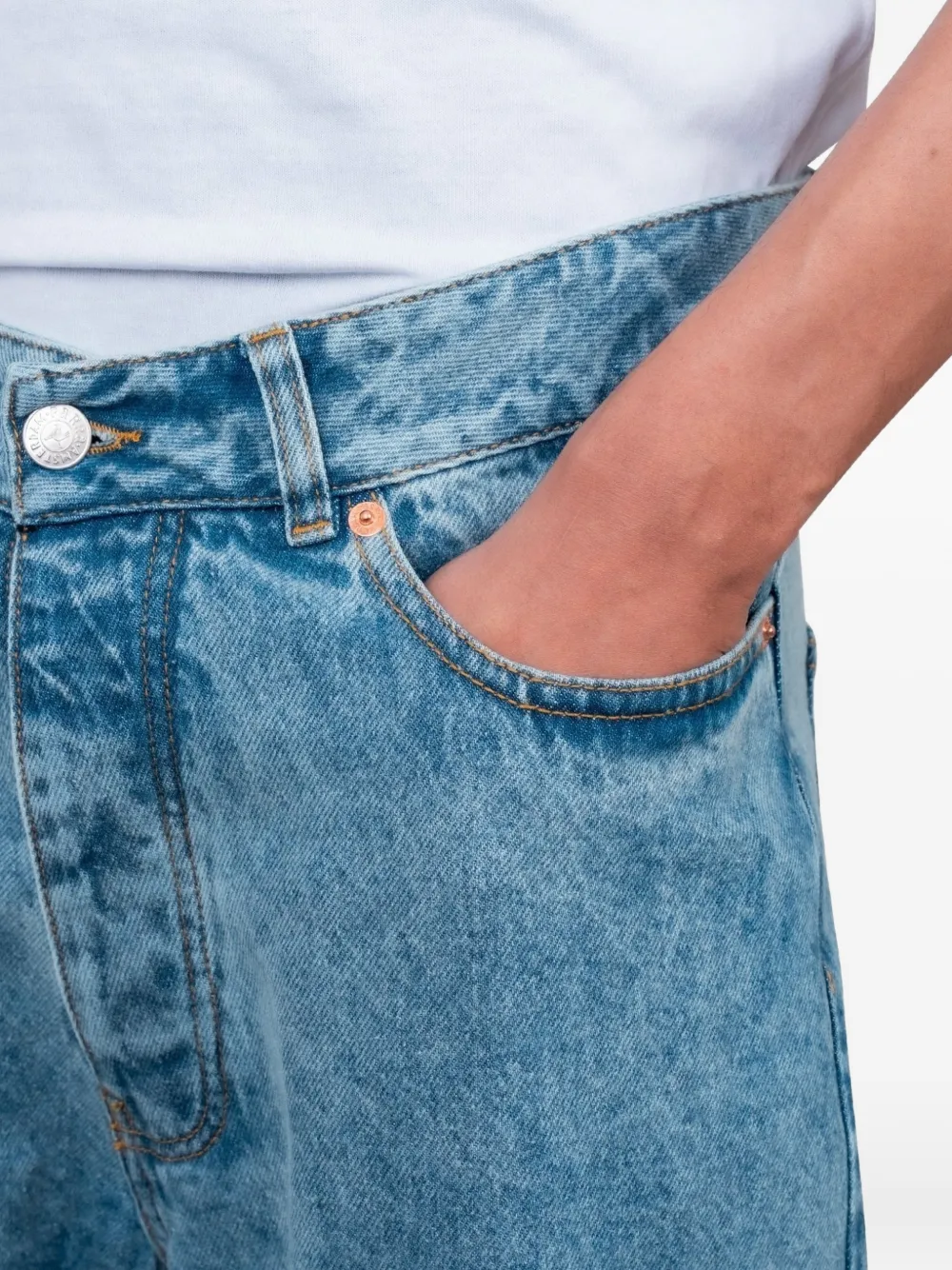 BY PARRA Jeans met grafische patch en wassing Blauw