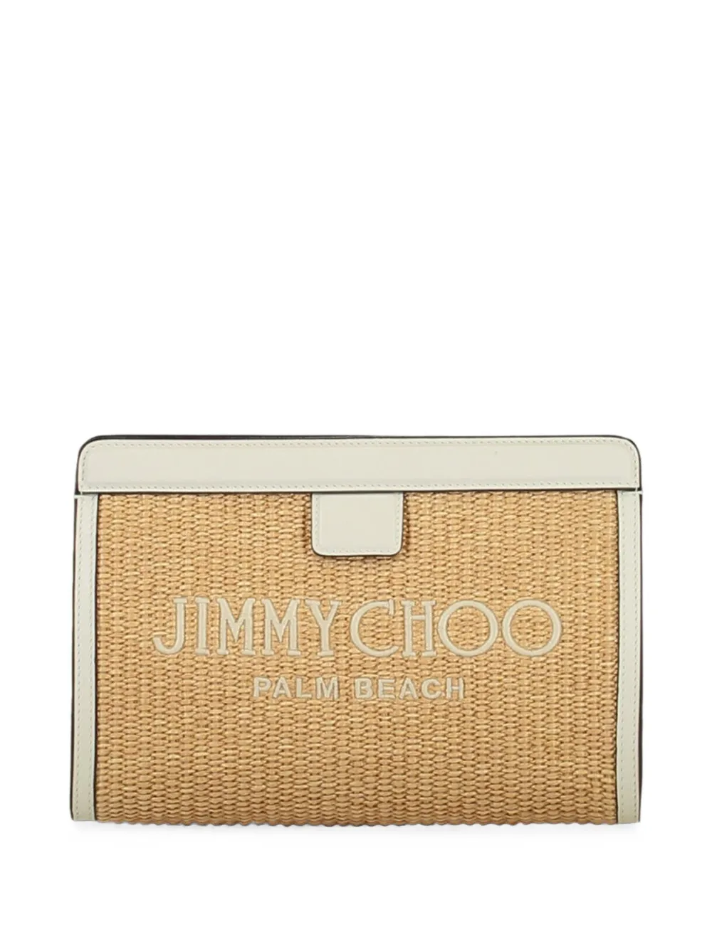 Jimmy Choo Palm Beach raffia clutch Beige
