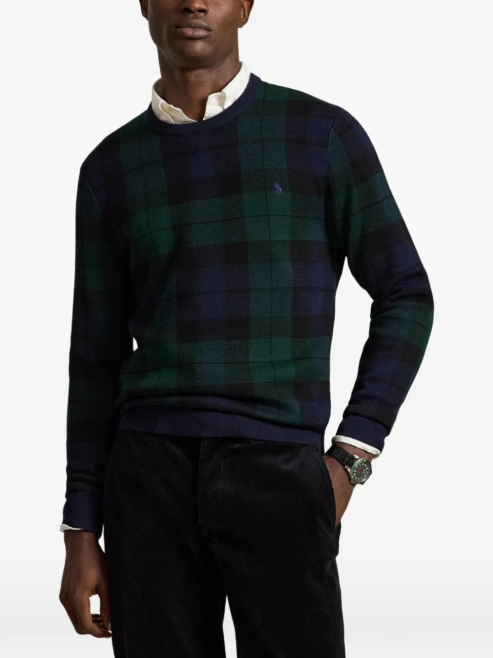 Polo Ralph Lauren plaid washable wool sweater Groen
