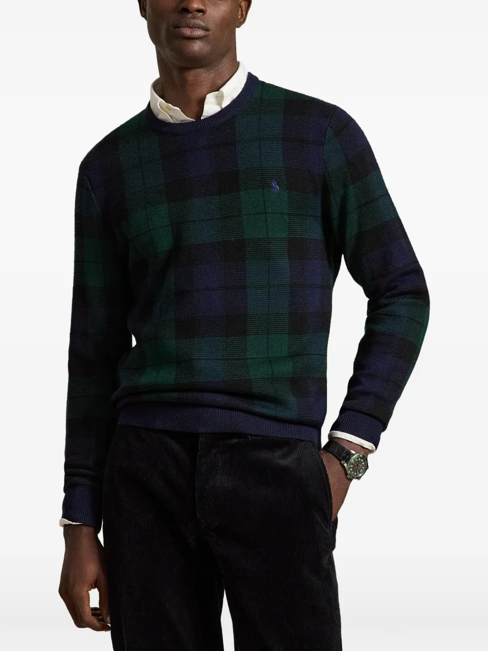 Polo Ralph Lauren plaid washable wool sweater Groen