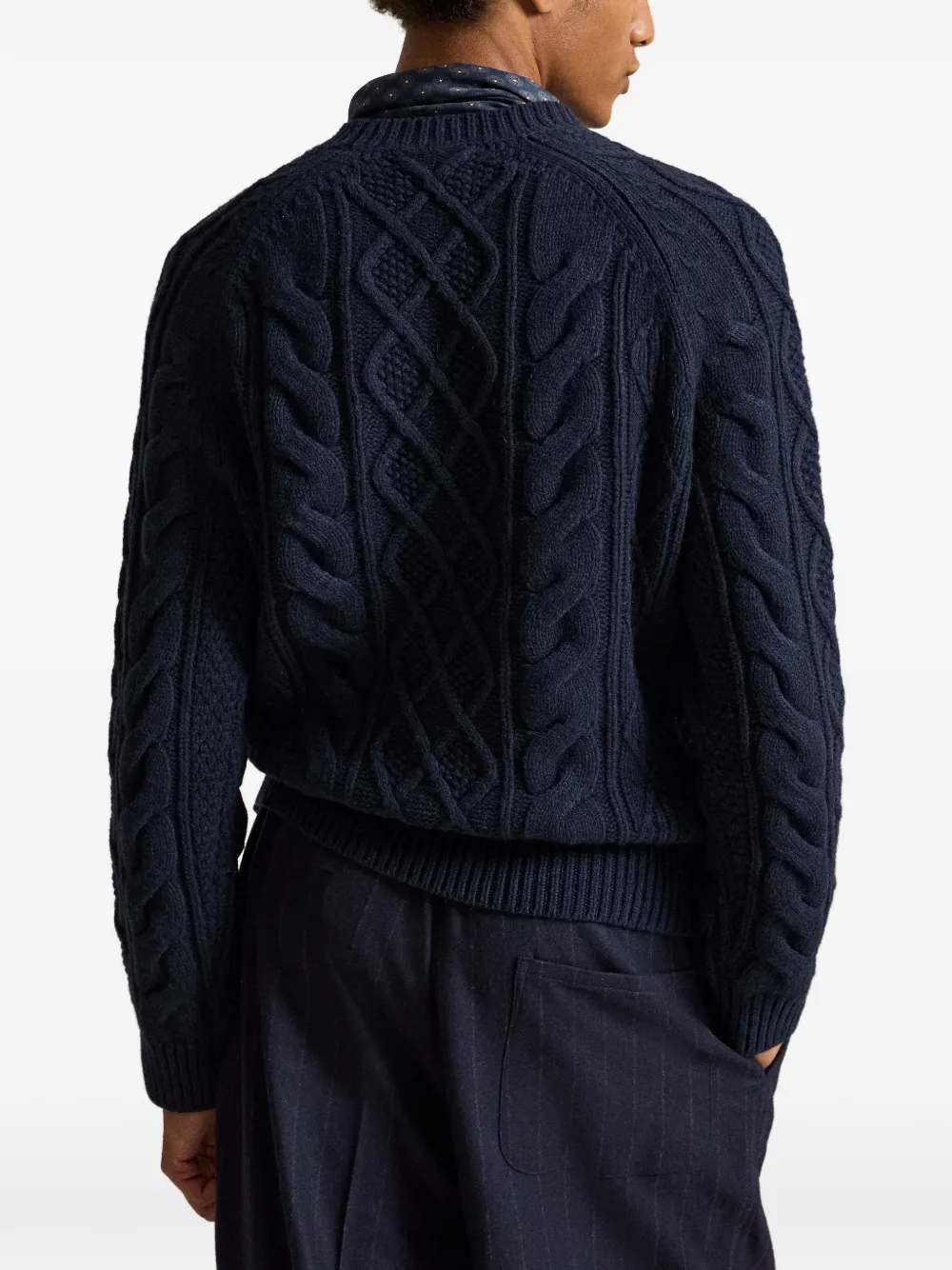 Polo Ralph Lauren Aran gebreide trui met raglan mouwen Blauw