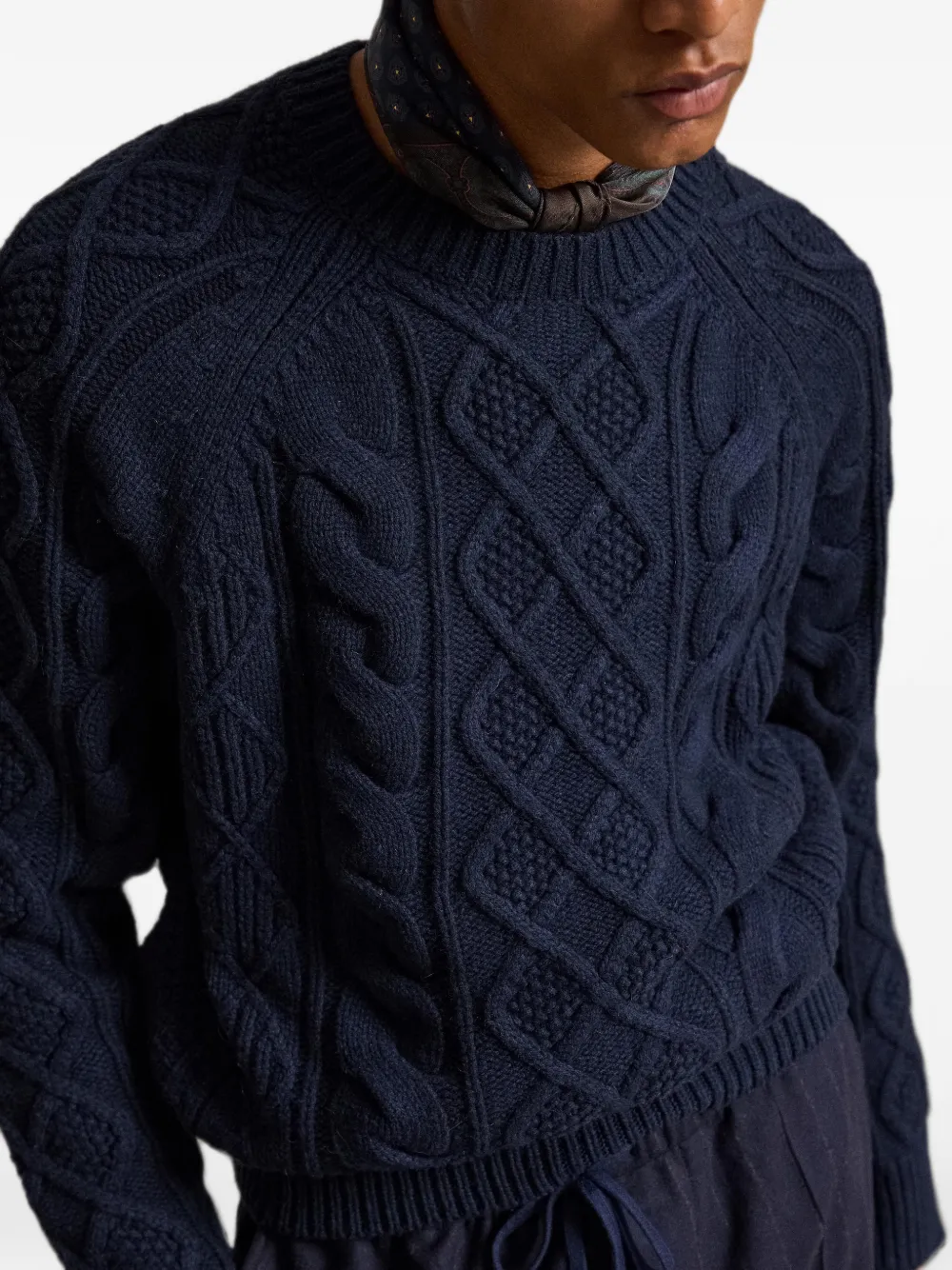 Polo Ralph Lauren Aran gebreide trui met raglan mouwen Blauw