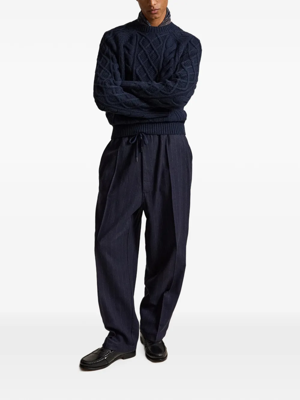 Polo Ralph Lauren Aran gebreide trui met raglan mouwen Blauw