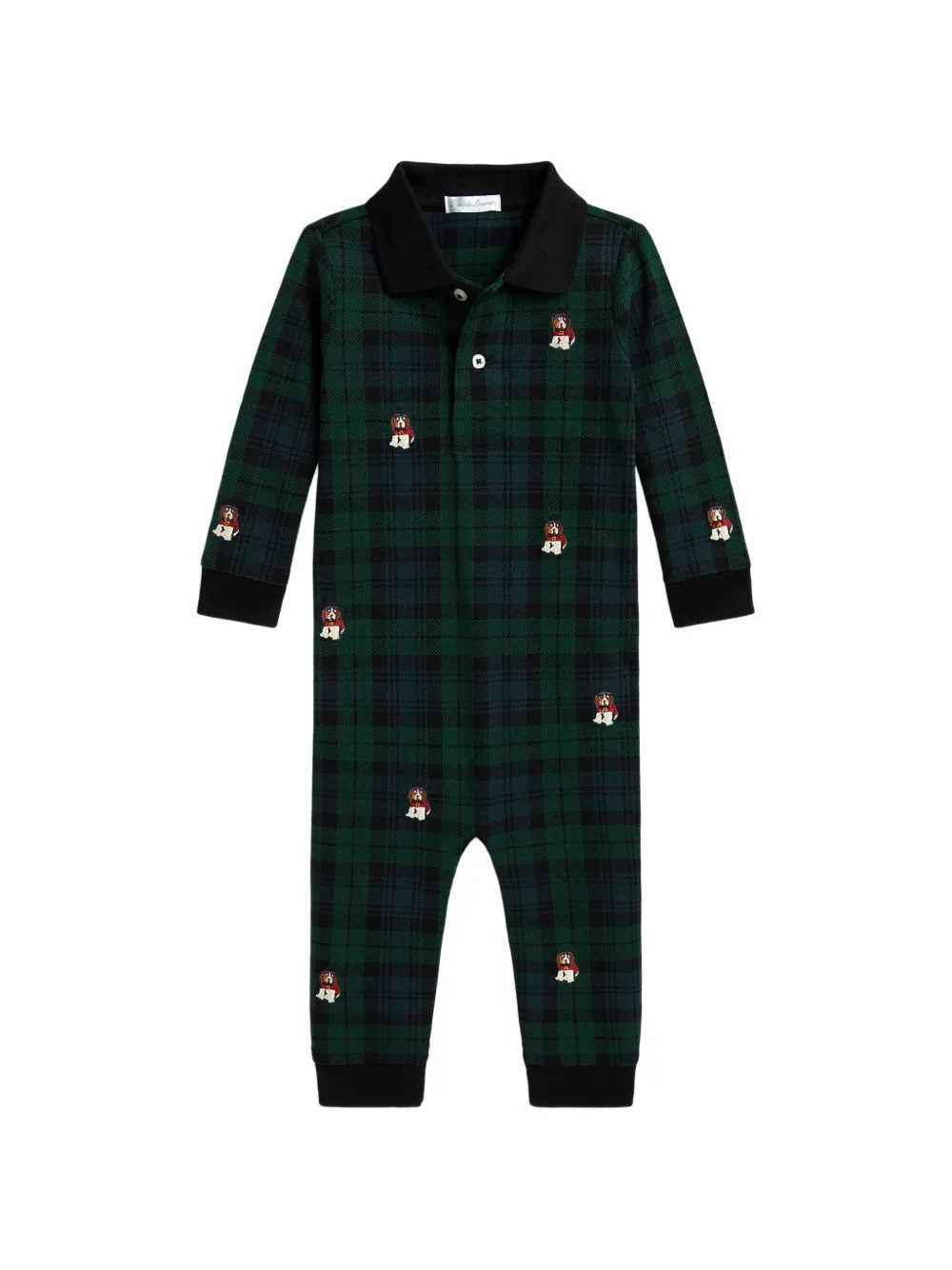 POLO RALPH LAUREN KIDS barboteuse à col polo - Vert POLO RALPH LAUREN KIDS barboteuse à col polo - Vert