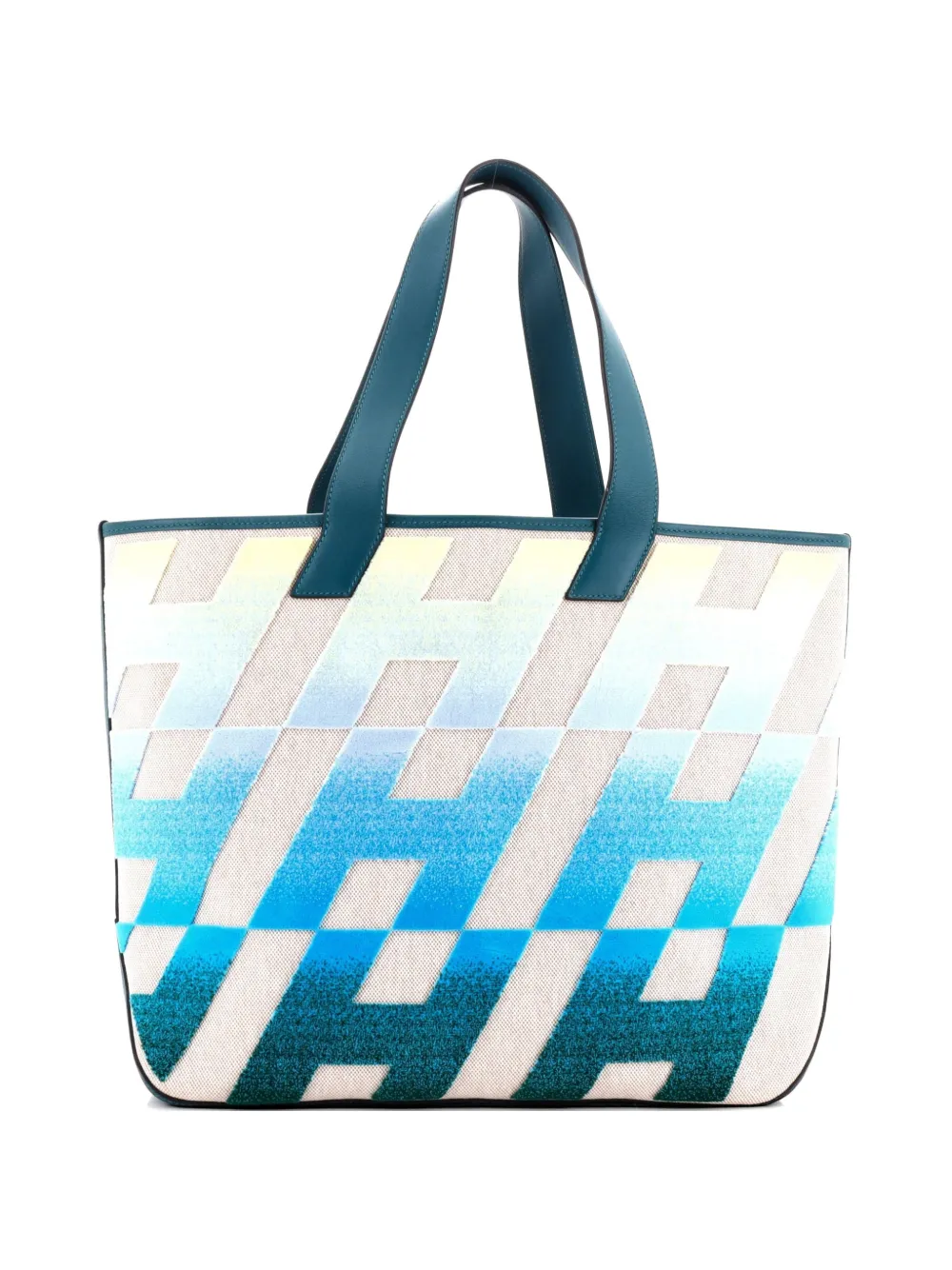 Hermès Pre-Owned Cabas H en Biais Tufted Motif Canvas with Leather 40 tote bag - Blau