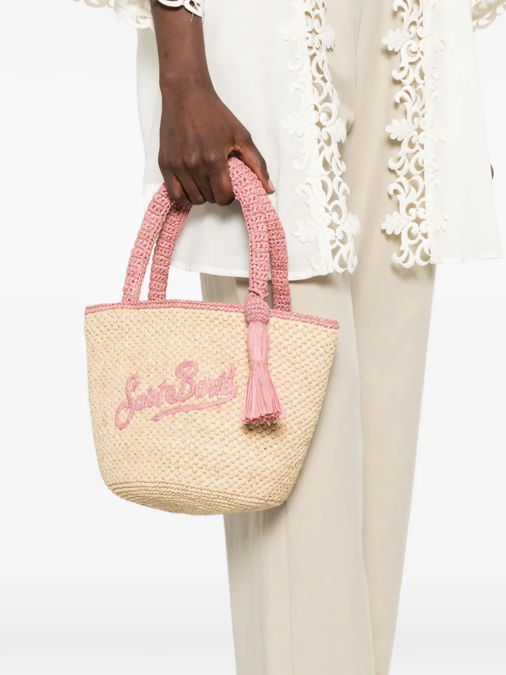 MC2 Saint Barth Marcy shopper met kwastje Beige