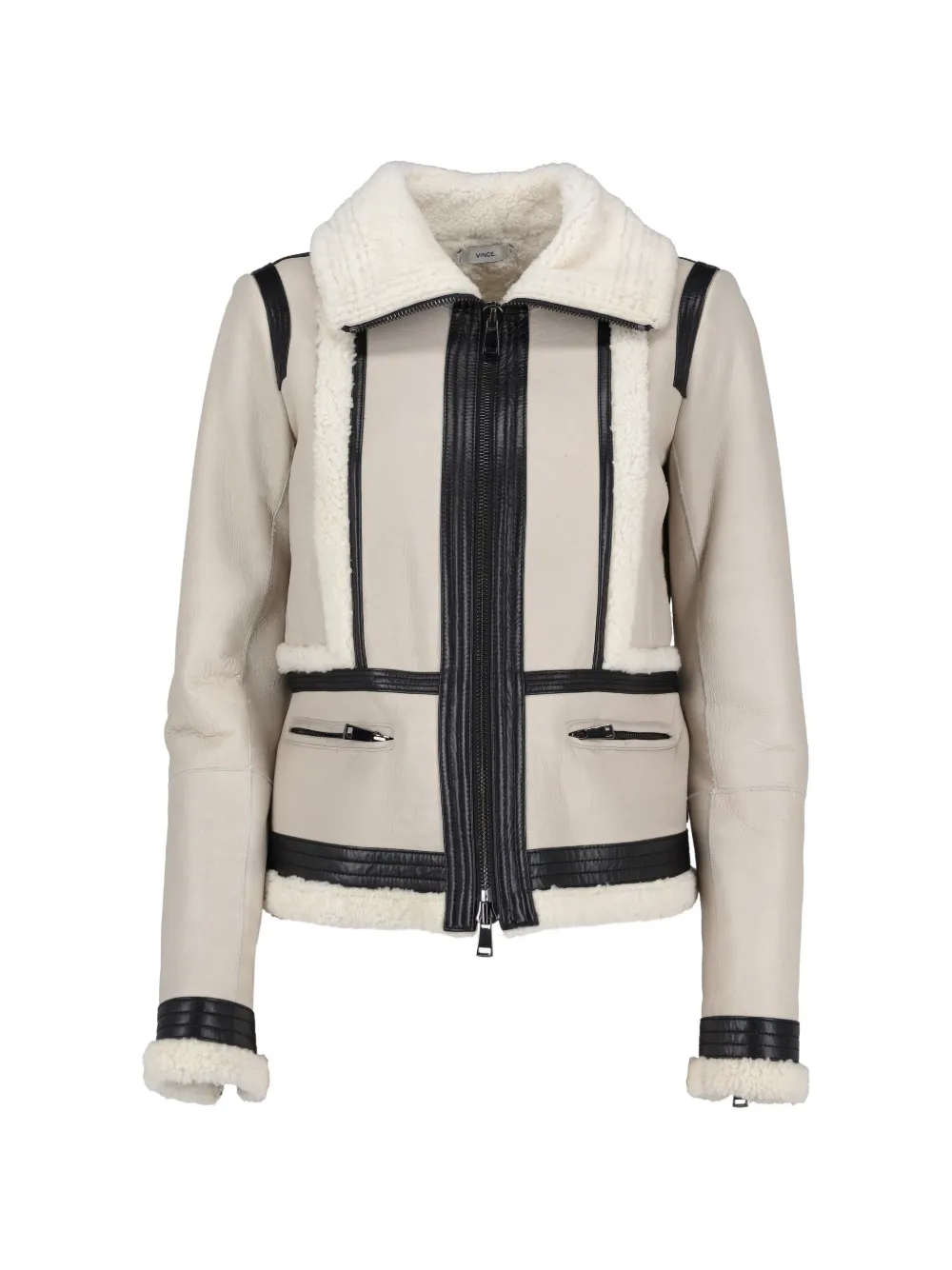 Vince shearling leather coat - Toni neutri