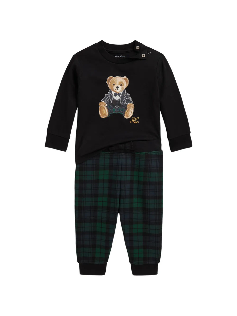 POLO RALPH LAUREN KIDS Karierter Pyjama mit Polo Bear - Schwarz