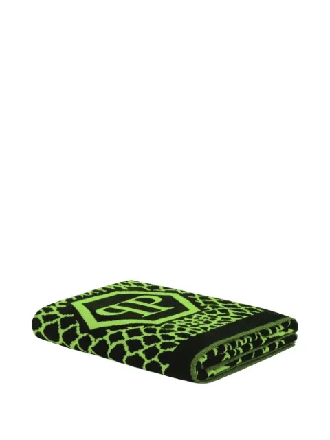 Philipp Plein Python-print Hexagon-logo beach towel