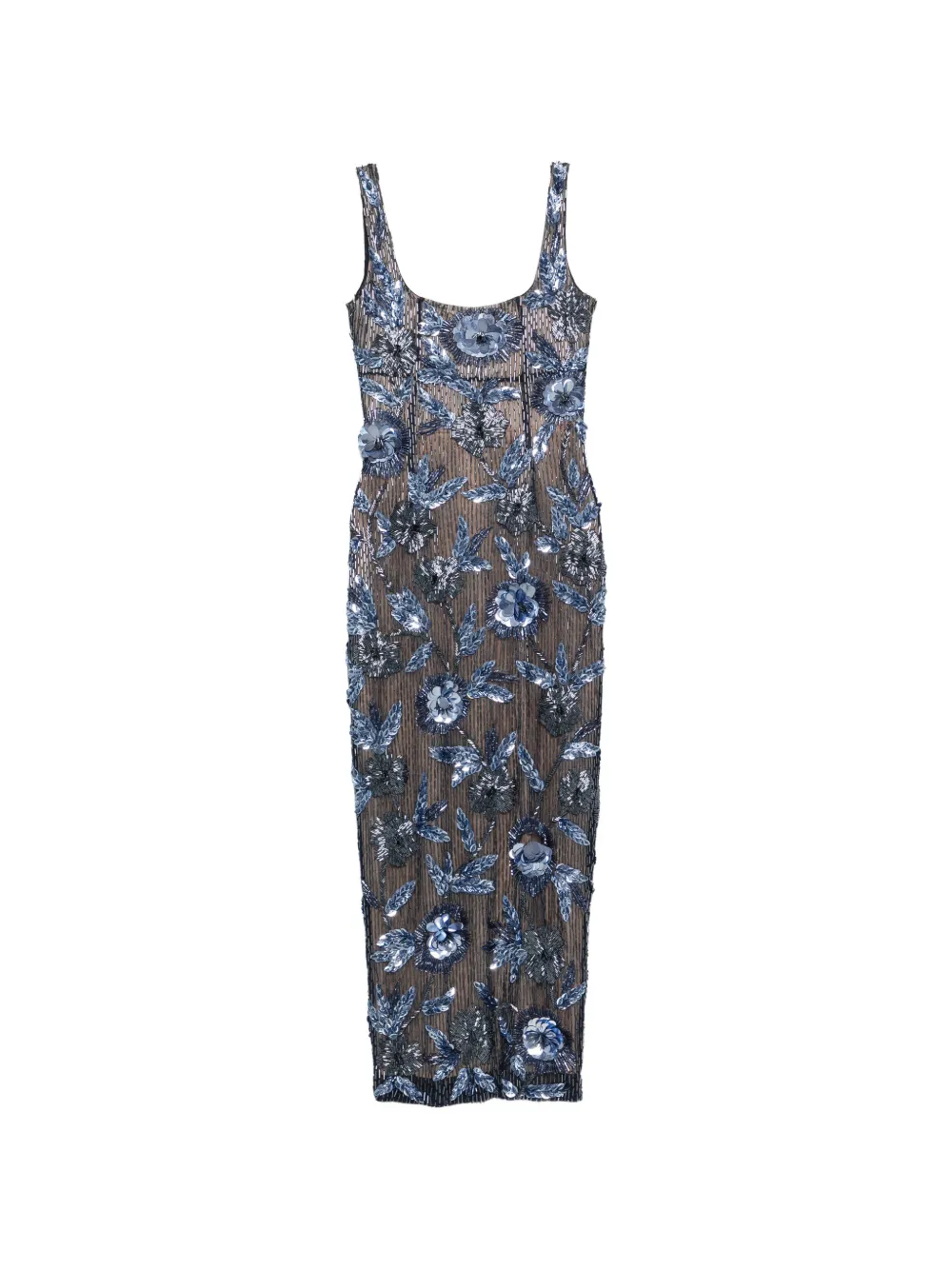 Rachel Gilbert Pierre embellished floral-appliqué midi dress - Blue