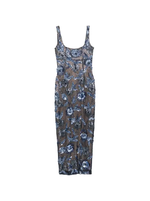 Rachel Gilbert Pierre embellished floral-appliqué midi dress