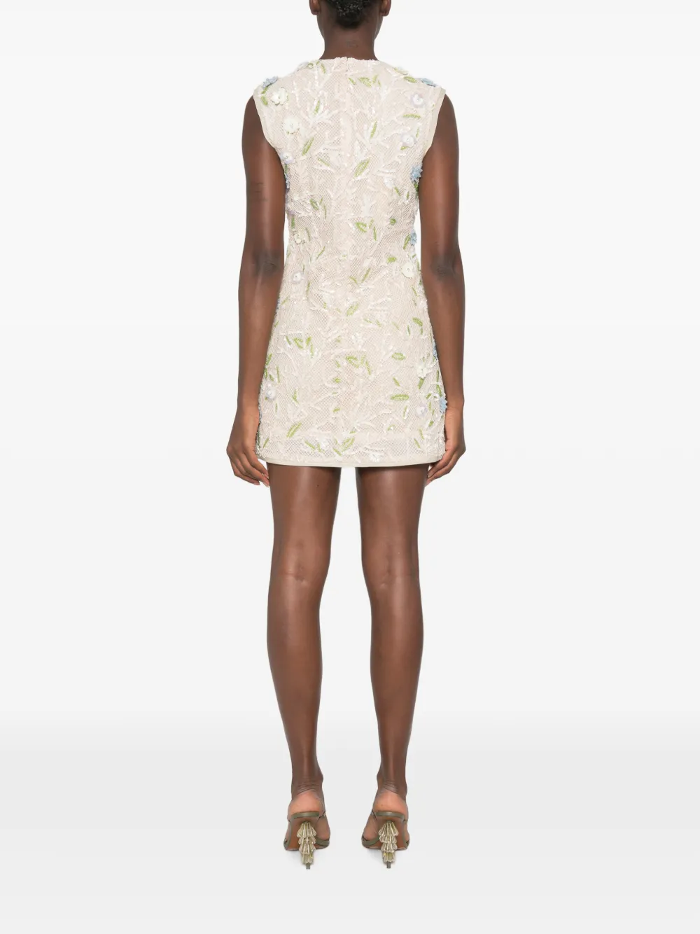 Rachel Gilbert Mistral mini-jurk verfraaid met pailletten Beige