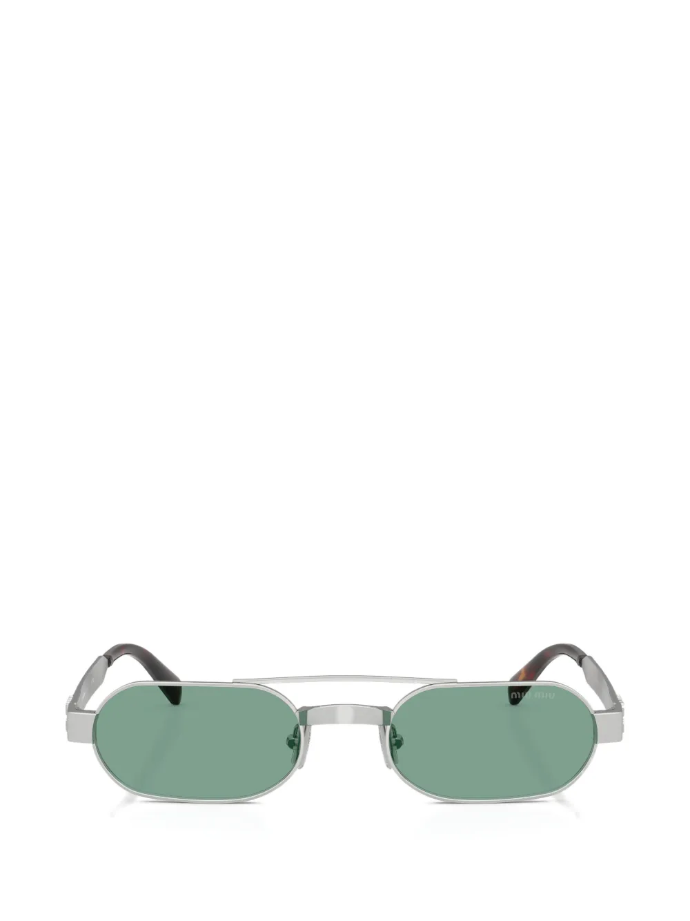Miu Miu Eyewear logo-engraved oval-frame sunglasses - Argento