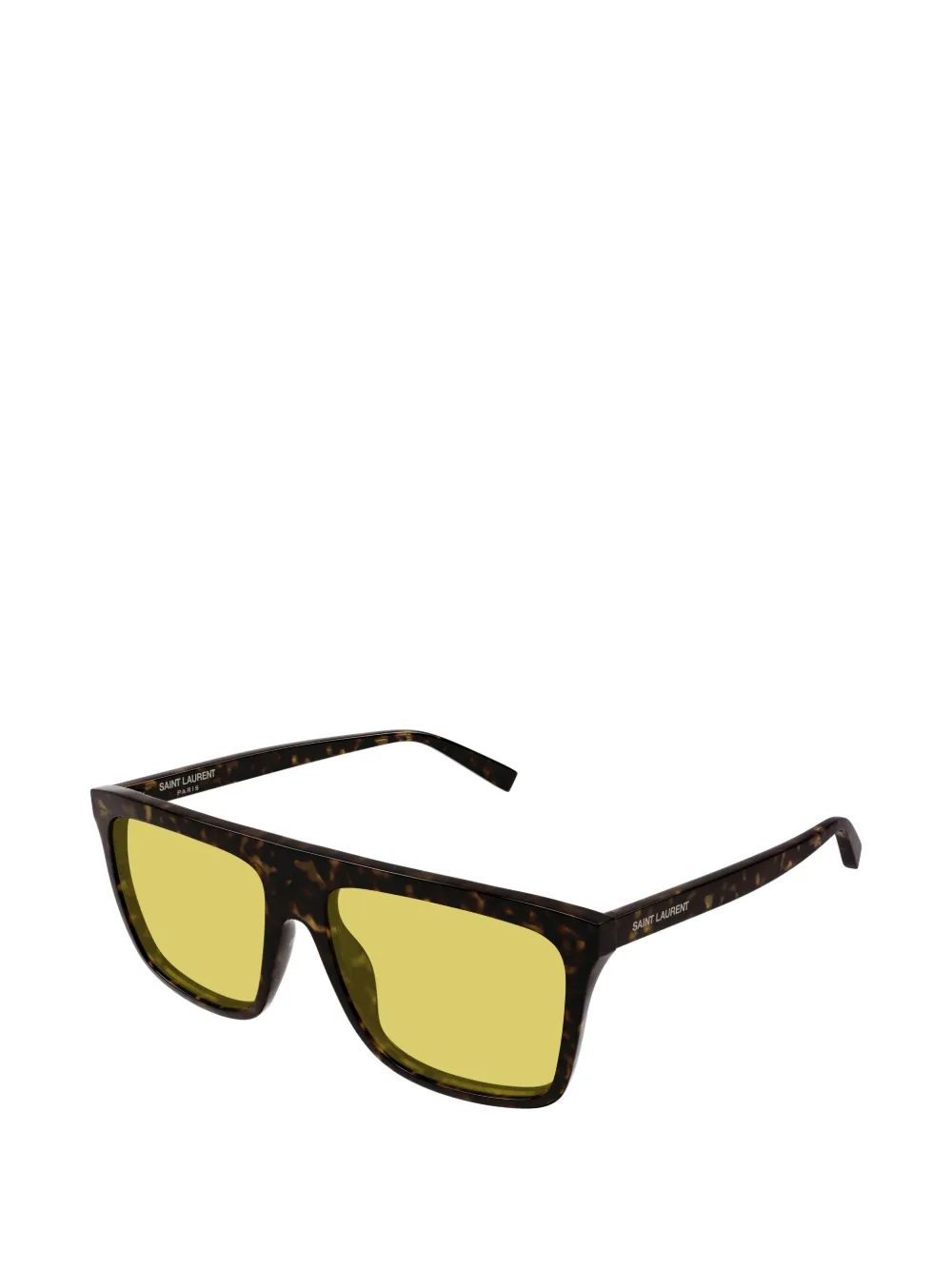 Saint Laurent Eyewear Zonnebril met vierkant montuur en schildpadschild design Bruin
