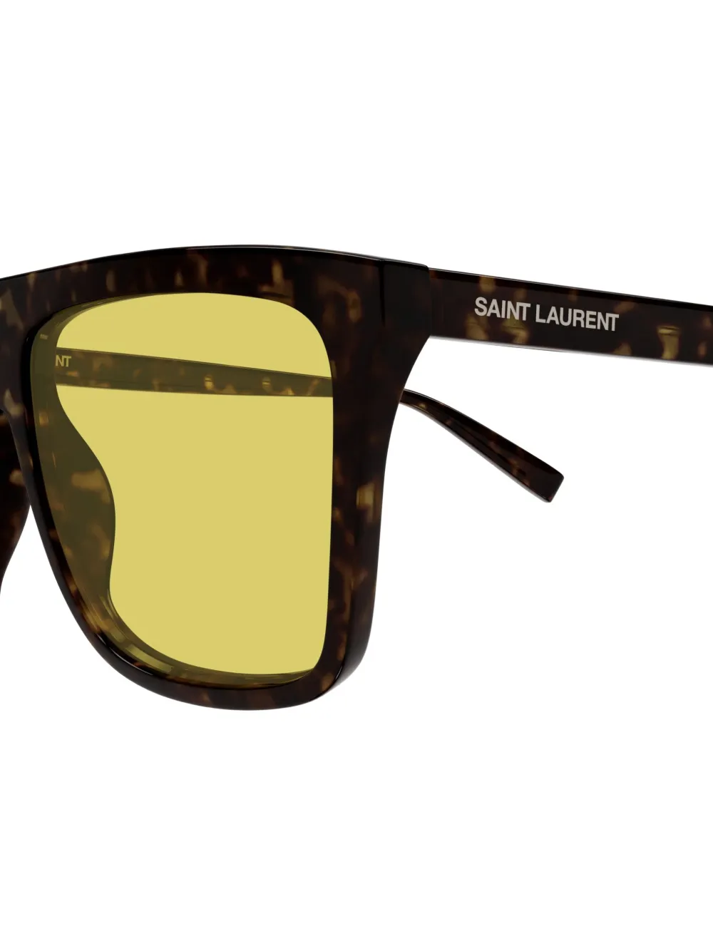 Saint Laurent Eyewear Zonnebril met vierkant montuur en schildpadschild design Bruin