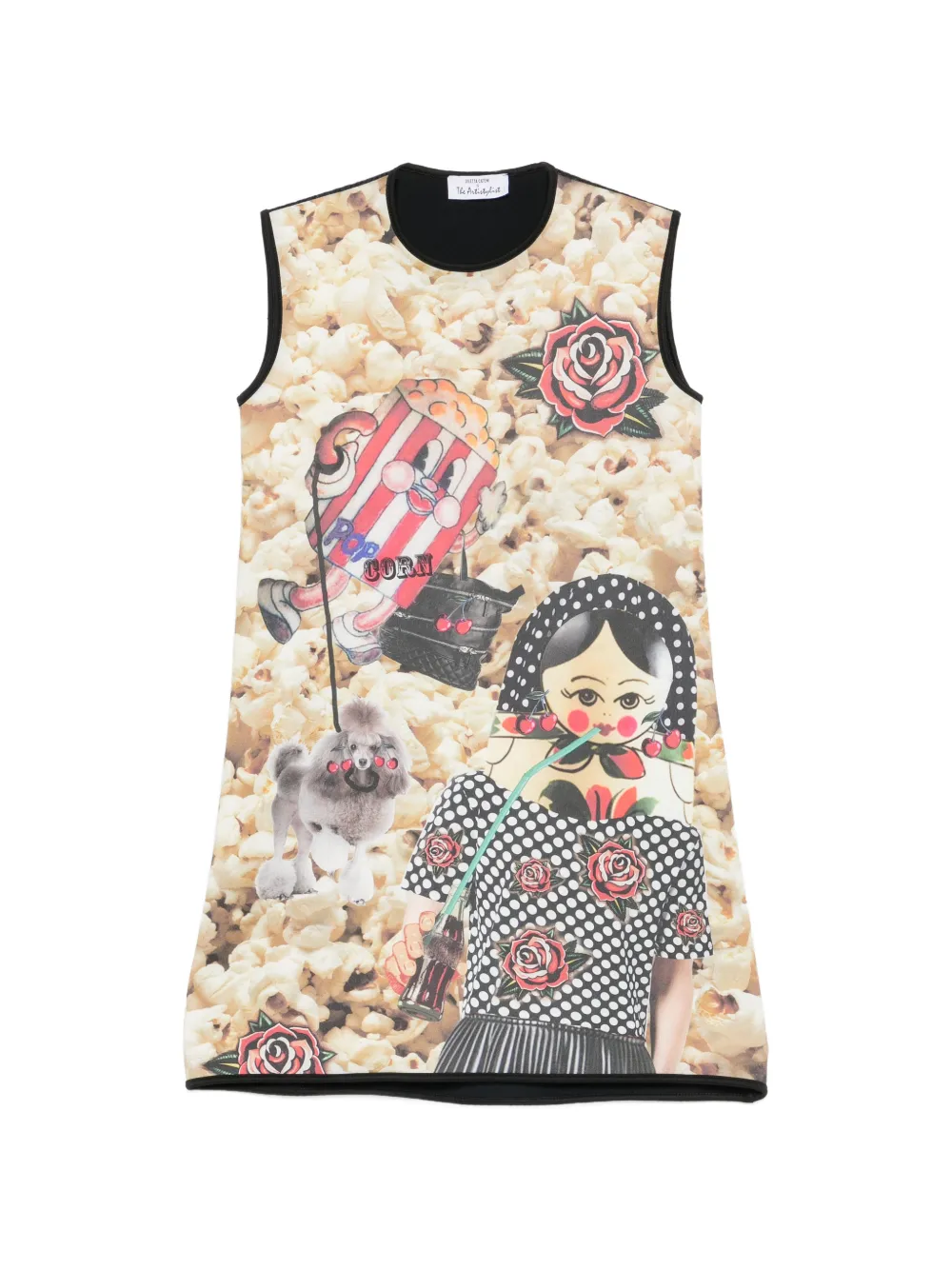The Artistylist popcorn-print sleeveless mini dress - Nero