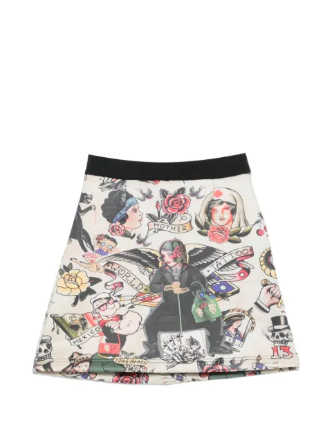 The Artistylist tattoo-print silk-blend skirt