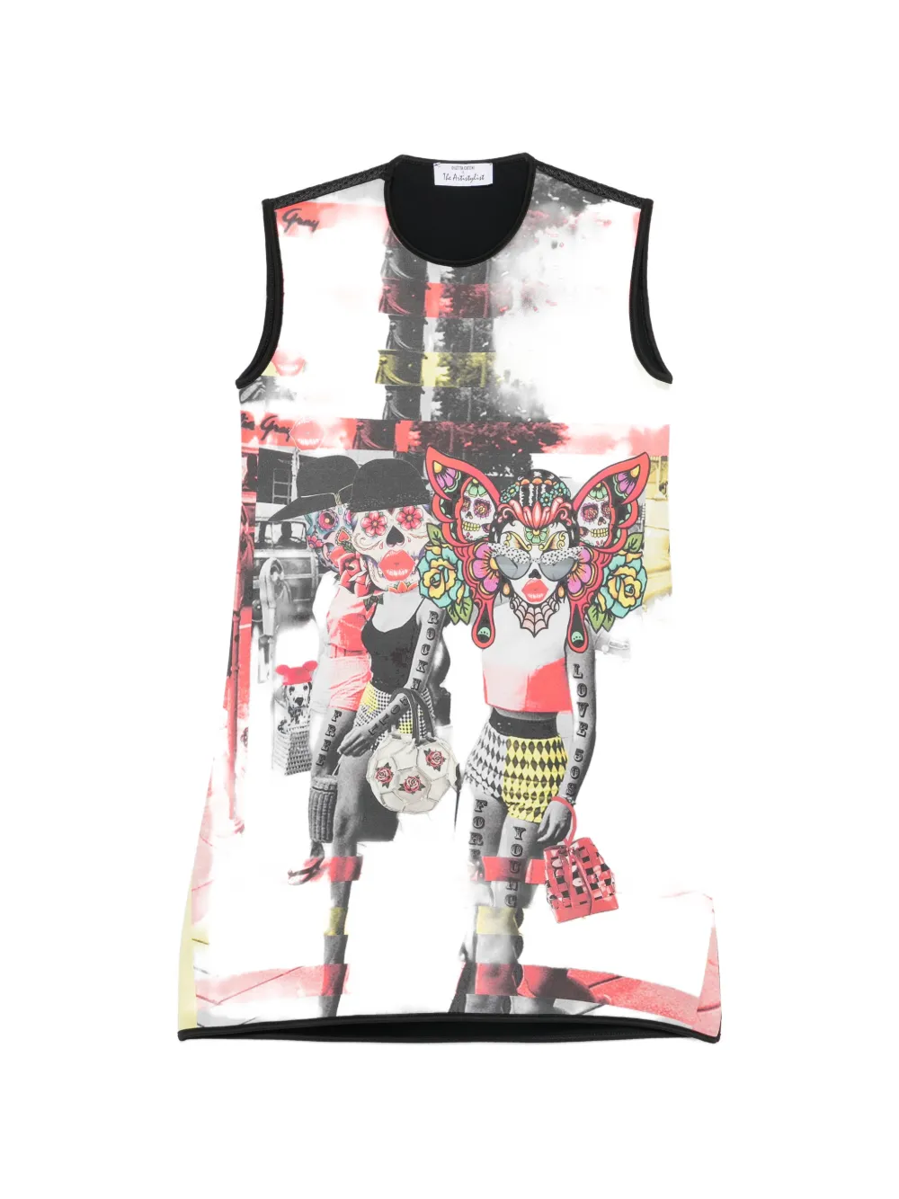 The Artistylist graphic-print sleeveless mini dress - Nero