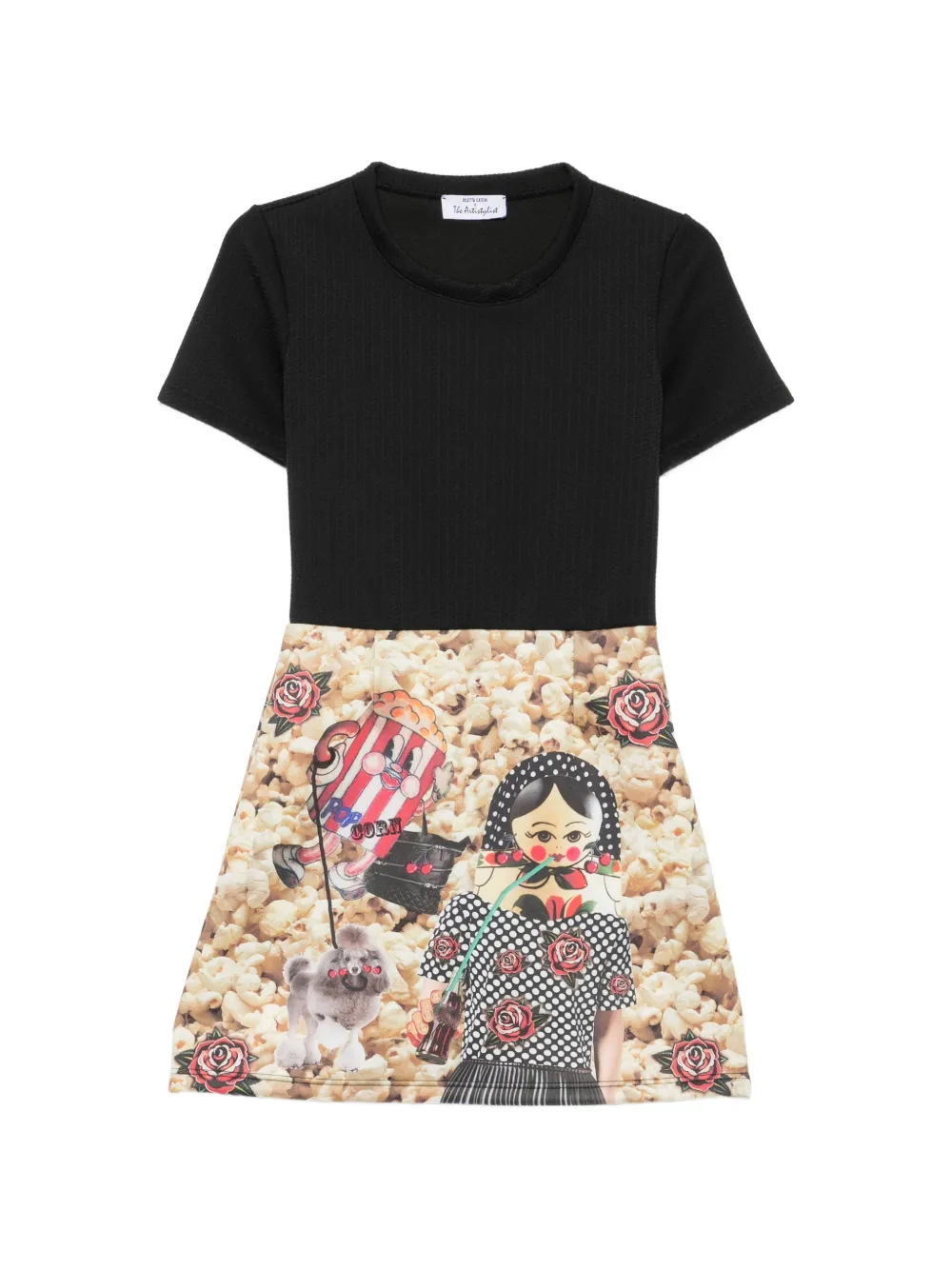 The Artistylist popcorn-print short-sleeve mini dress - Nero