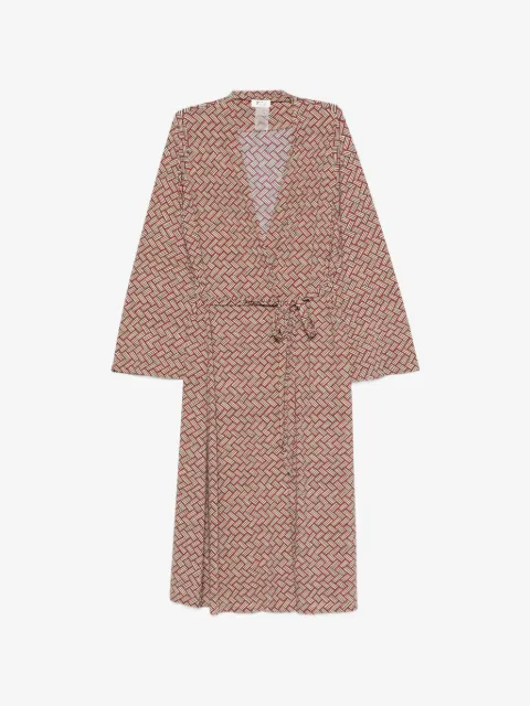 Siyu geometric-pattern wrap midi dress