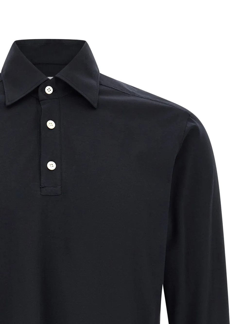 Kiton Positano katoenen poloshirt met lange mouwen Blauw