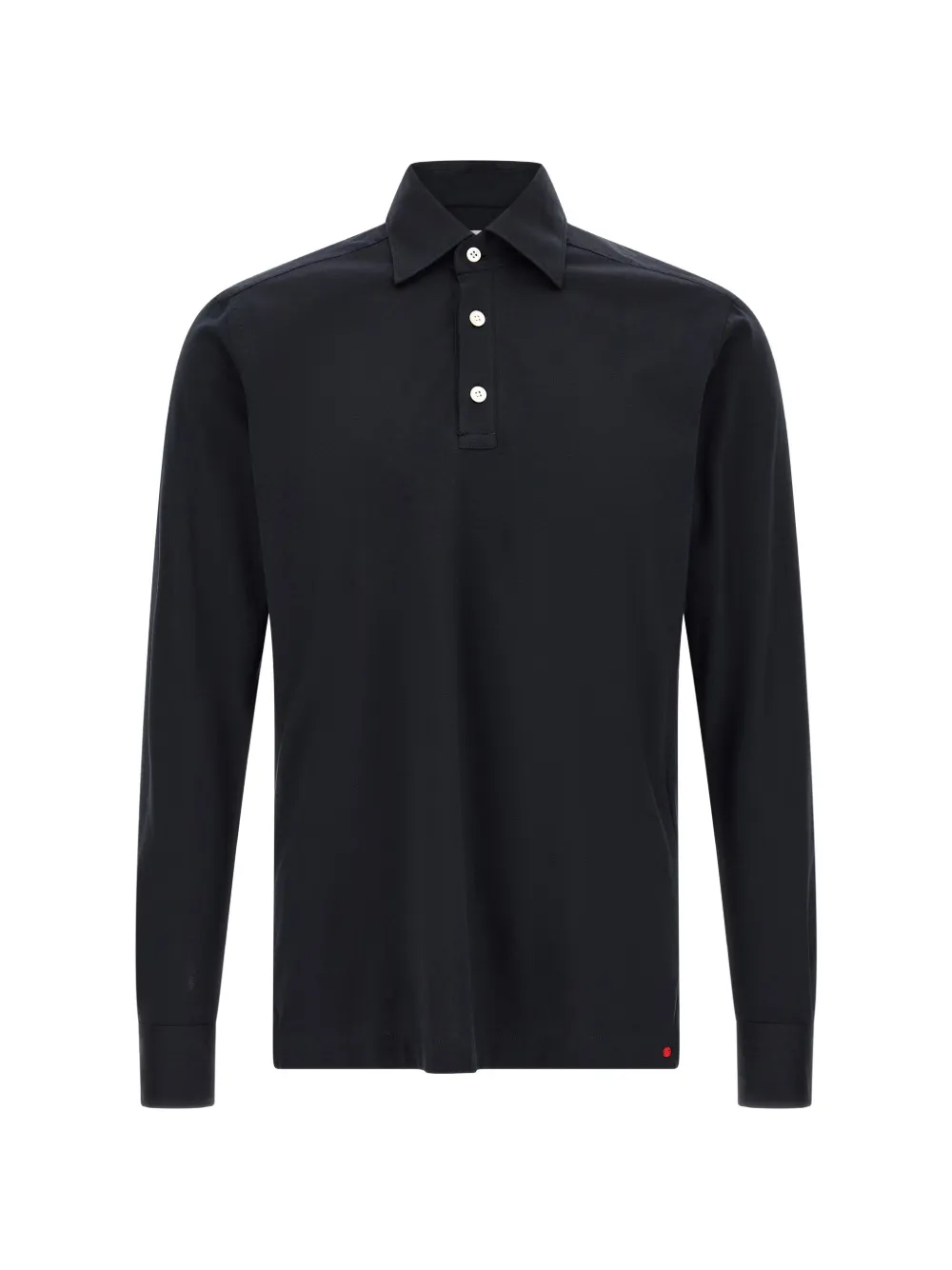 Kiton Positano cotton knit long-sleevepolo shirt - Blu