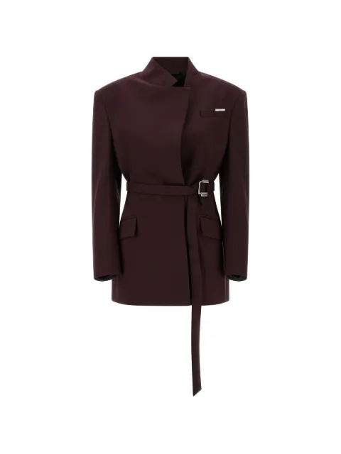 The Attico belted padded-shoulder blazer