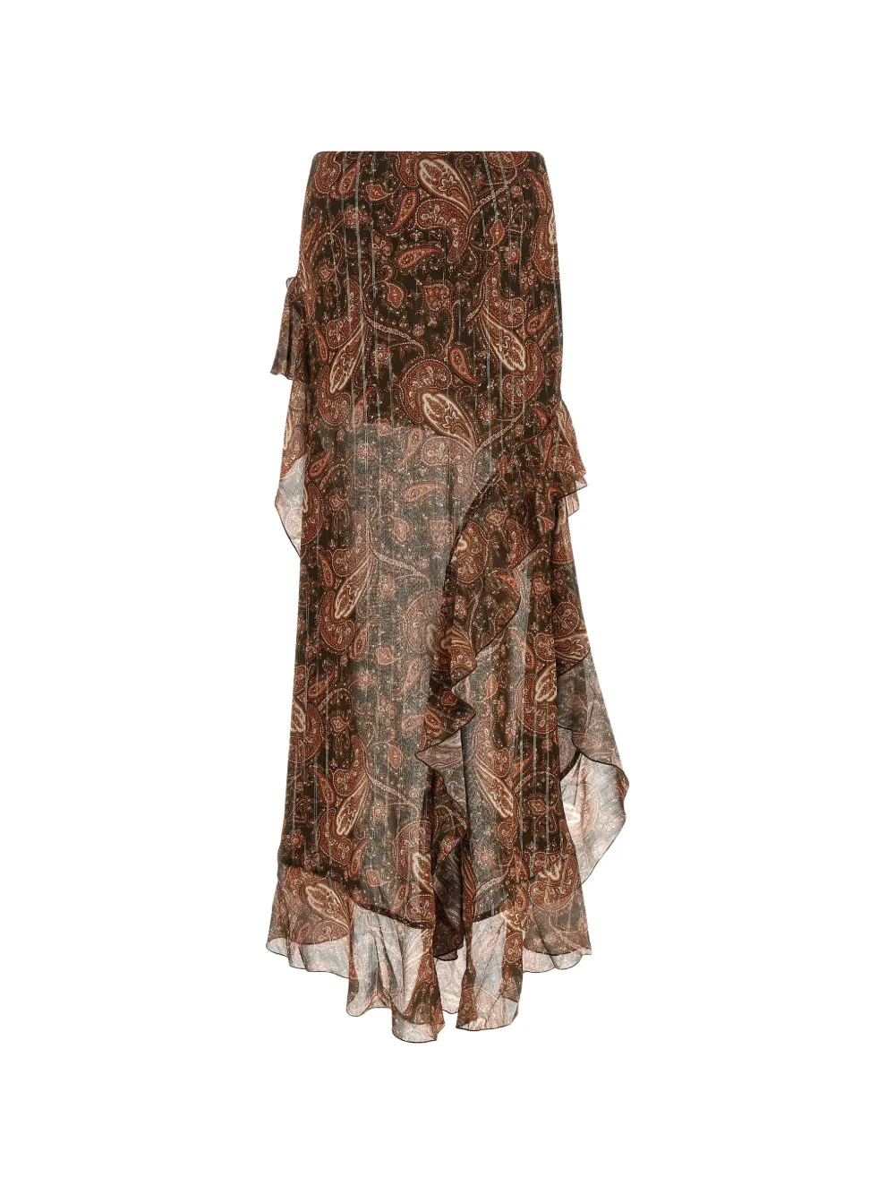 THE ANDAMANE paisley-print ruffled maxi skirt - Braun