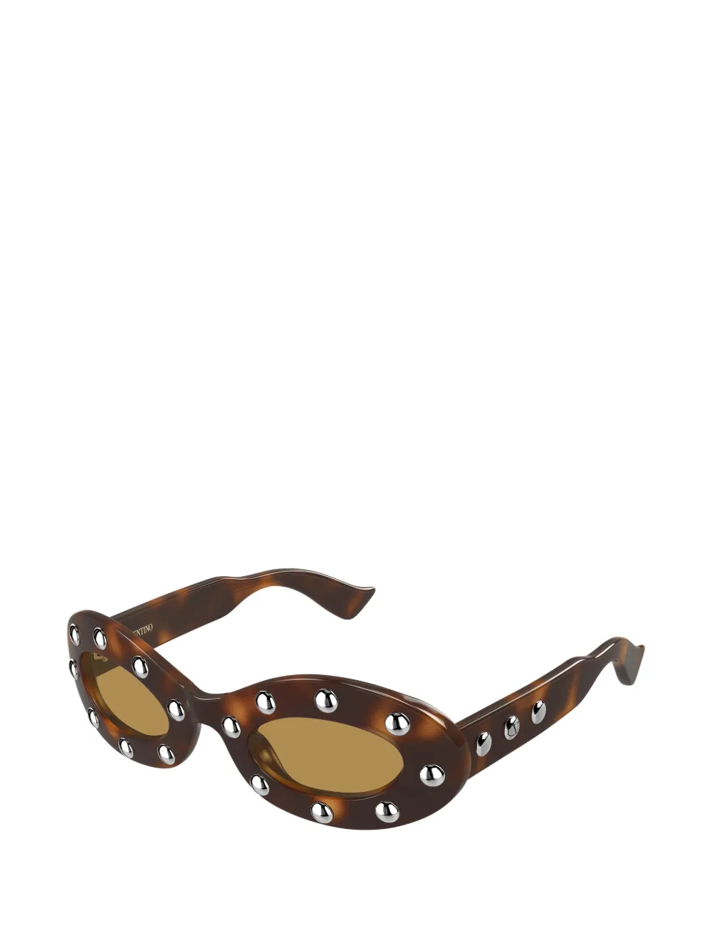VALENTINO GARAVANI EYEWEAR Zonnebril met ovalen montuur en studs Bruin