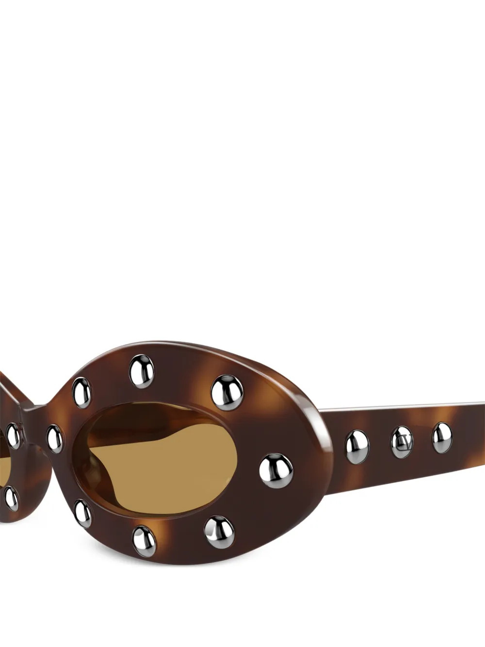 VALENTINO GARAVANI EYEWEAR Zonnebril met ovalen montuur en studs Bruin