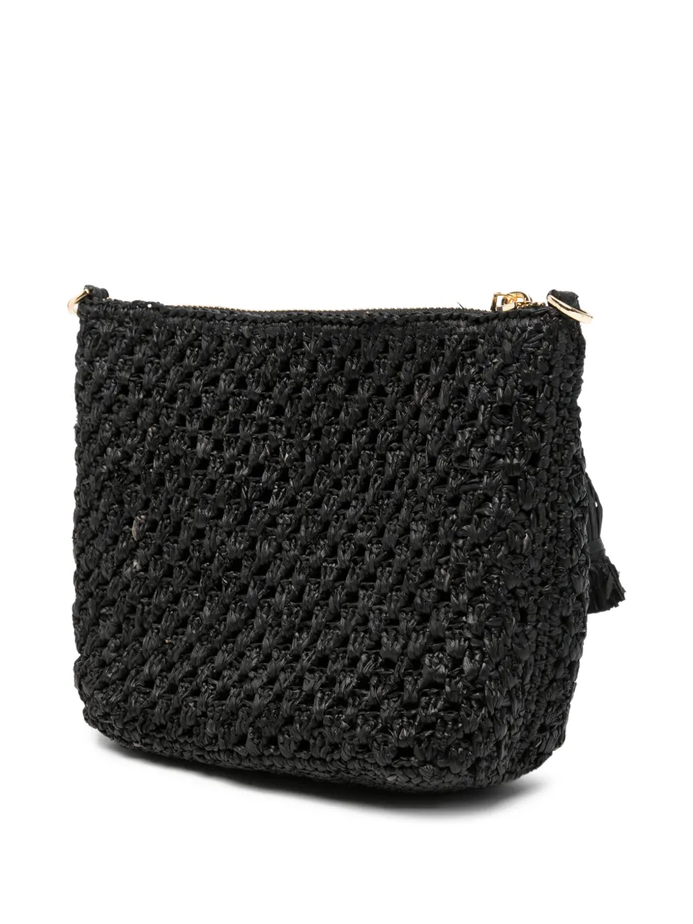 MC2 Saint Barth Raffia Pouch clutch met geborduurd logo Zwart