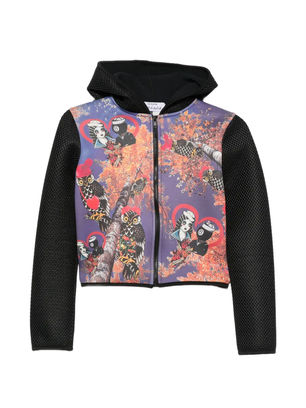 The Artistylist graphic-print mesh-sleeve hoodie