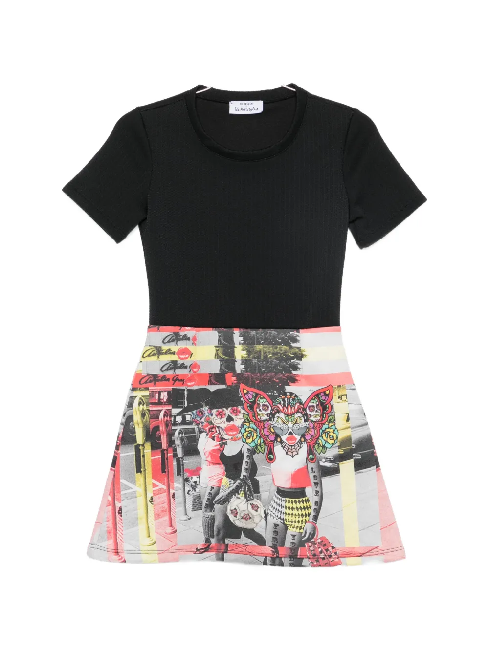The Artistylist graphic-print short-sleeve mini dress - Schwarz