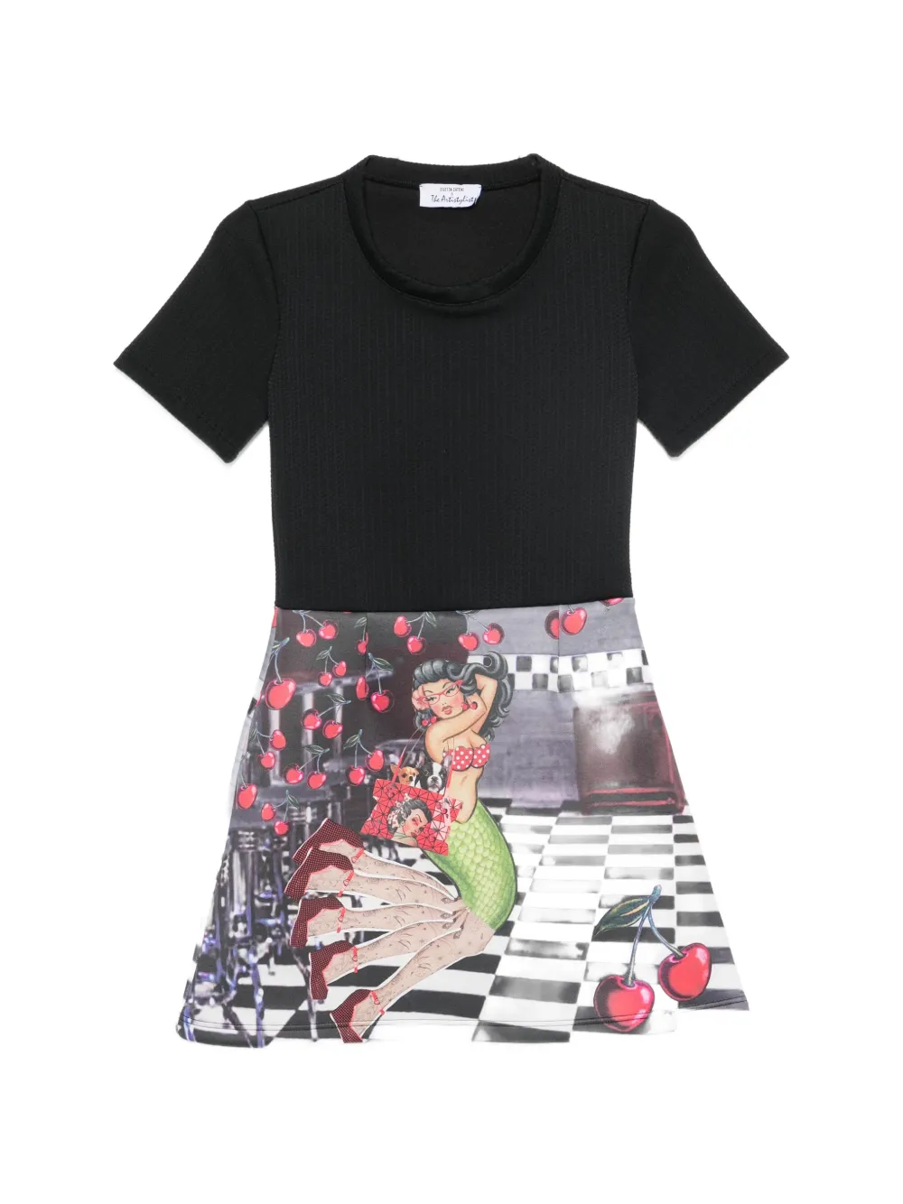 The Artistylist graphic-print short-sleeve mini dress - Nero