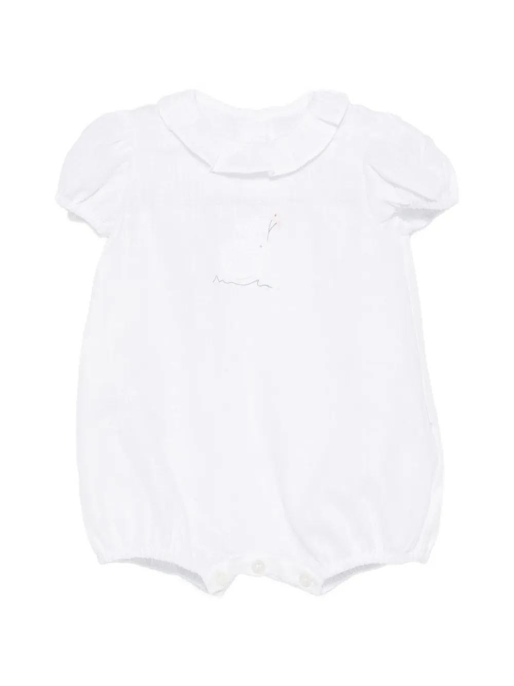 Il Gufo rabbit-embroidered romper - Bianco