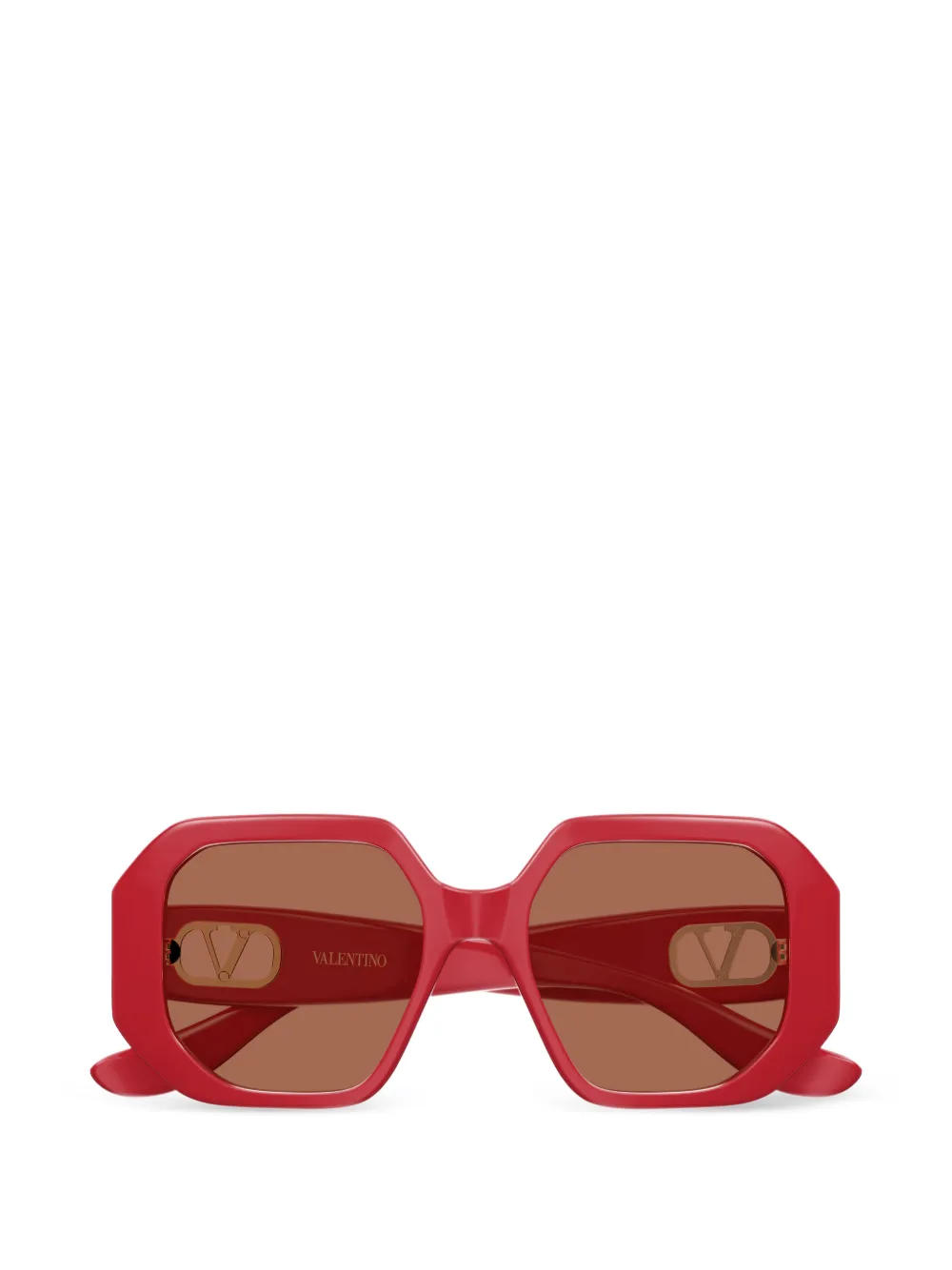VALENTINO GARAVANI EYEWEAR VLogo geometric-frame sunglasses - Rosso