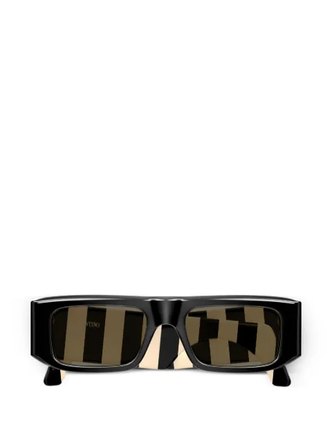 VALENTINO GARAVANI EYEWEAR VLogo stripe-print rectangle-frame sunglasses