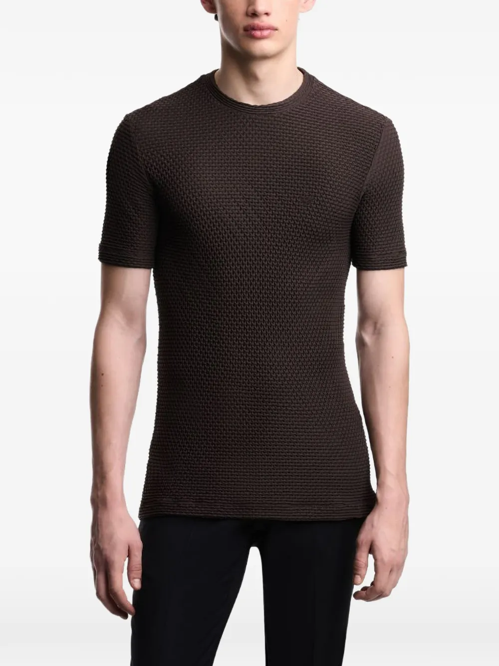 Emporio Armani embossed-effect eagle-logo T-shirt - Marrone