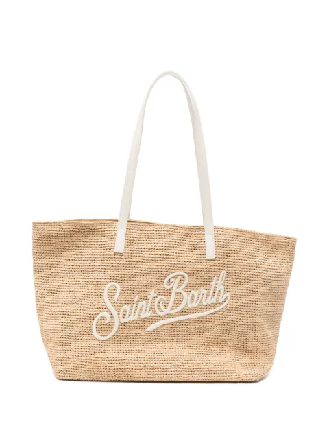 MC2 Saint Barth Raffia City logo-patch shoulder bag