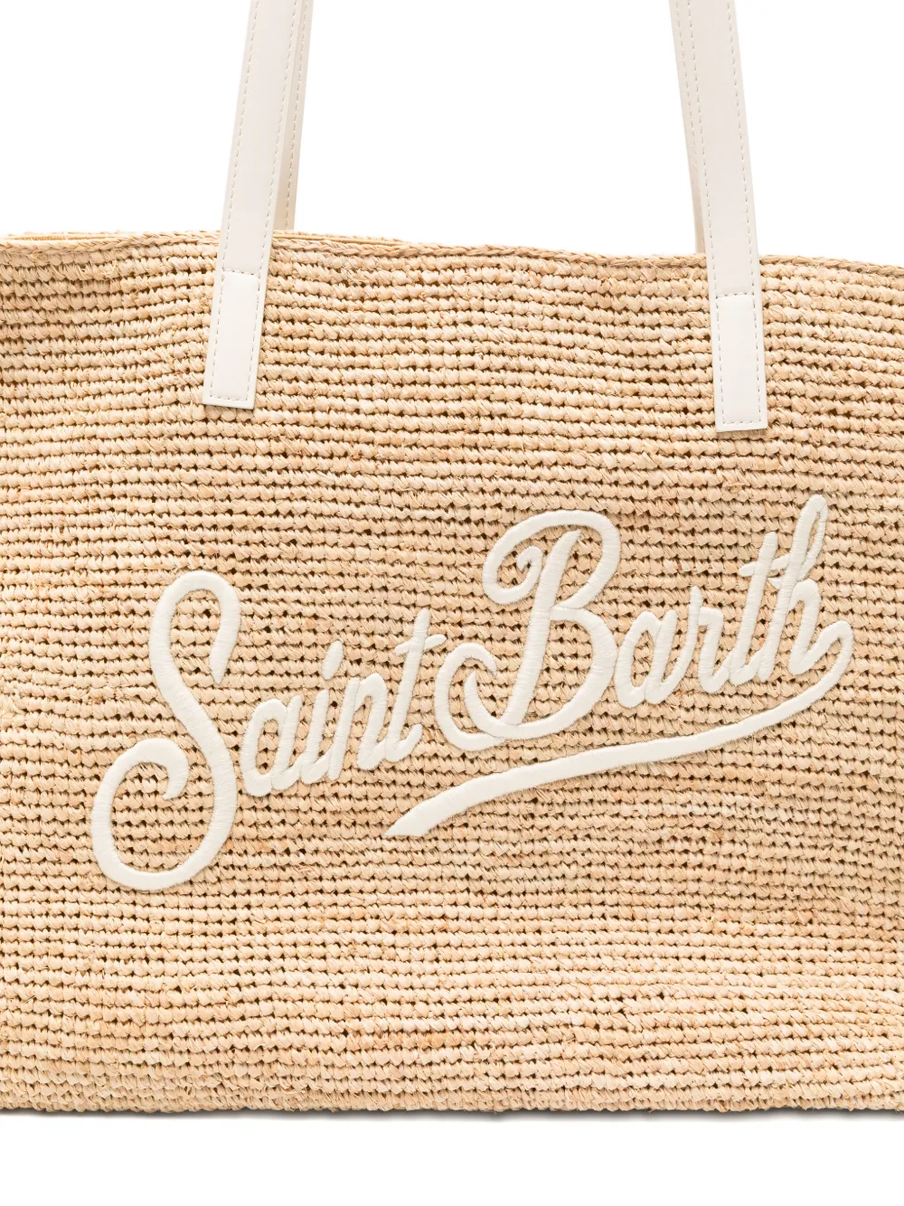 MC2 Saint Barth Raffia City schoudertas met logopatch Beige