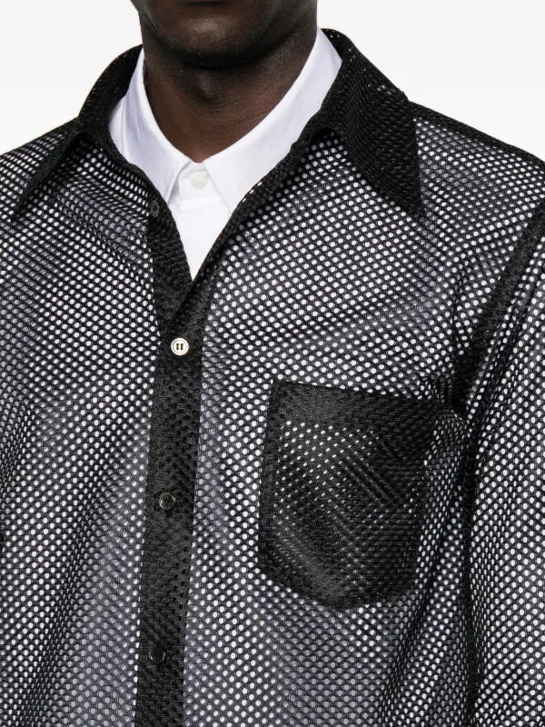 Comme Des Garçons Homme Plus Mesh chest-pocket Shirt | Black