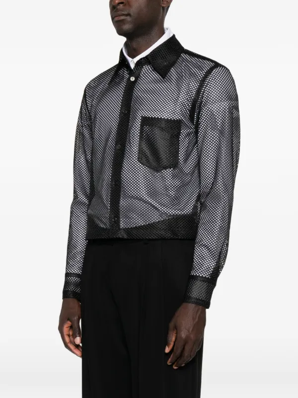 BLACK COMME des GARCONS Shirt ポケット シャツ Comme Des Garçons Homme Plus Mesh chest-pocket Shirt | Black