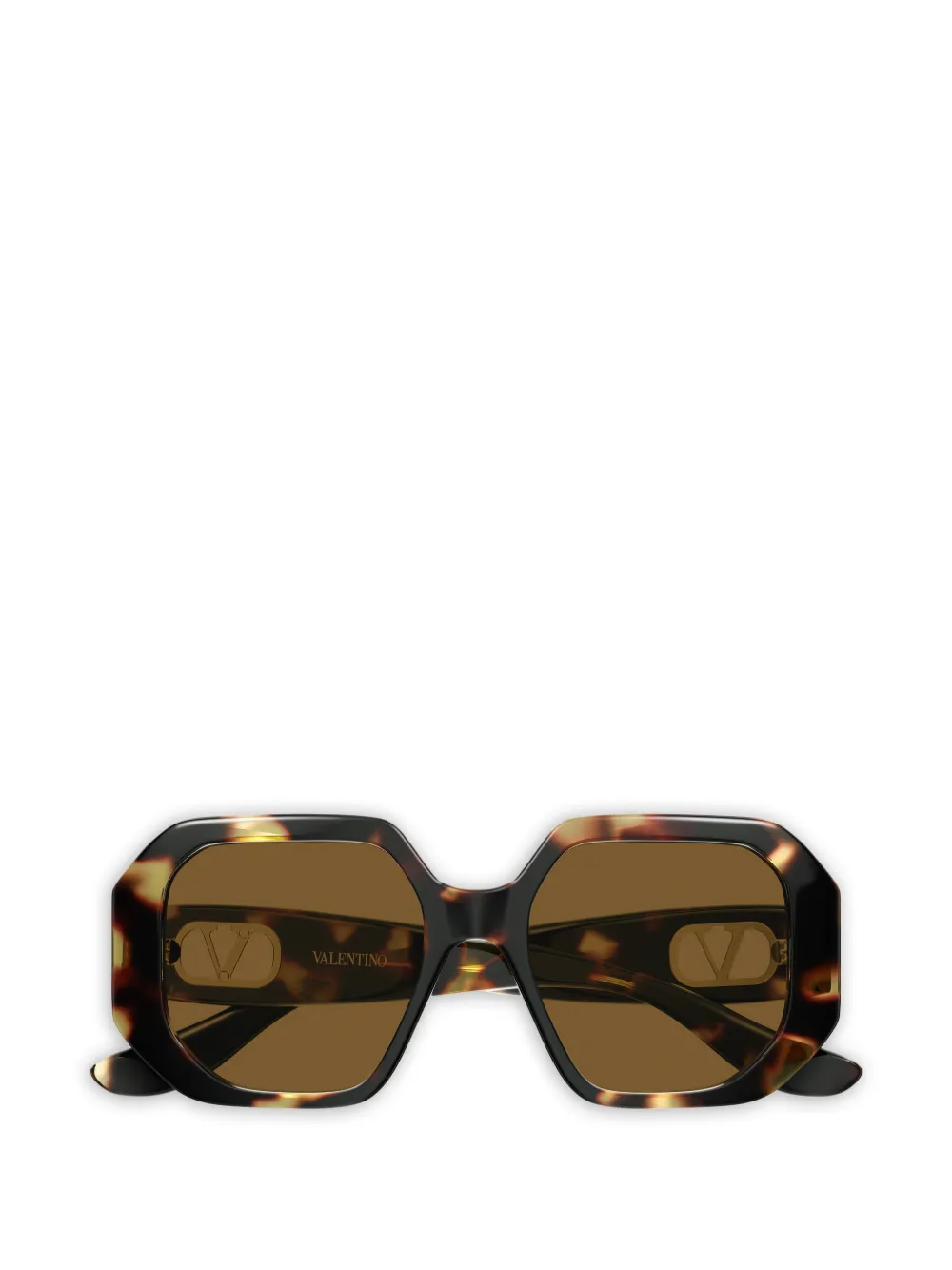 VALENTINO GARAVANI EYEWEAR VLogo geometric-frame sunglasses - Marrone