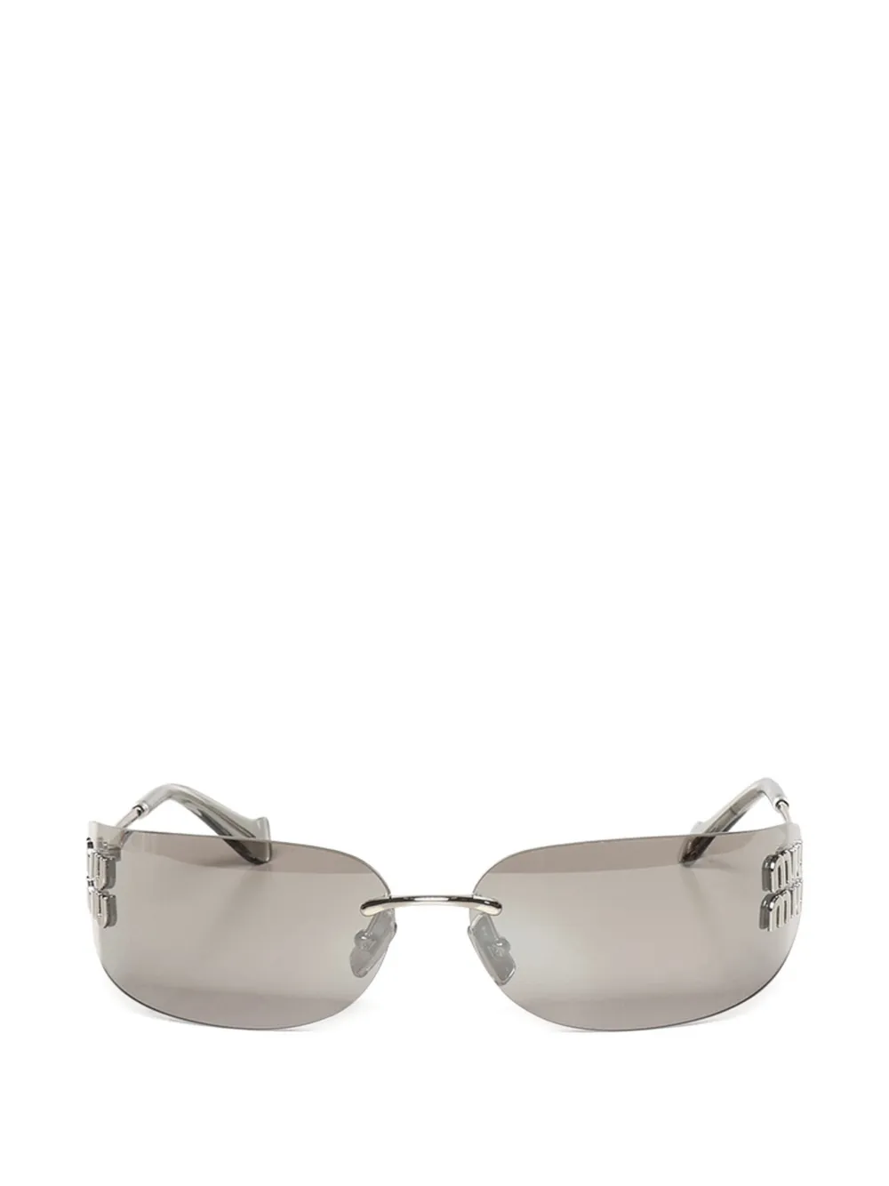 Miu Miu rimless logo-plaque sunglasses - Grigio