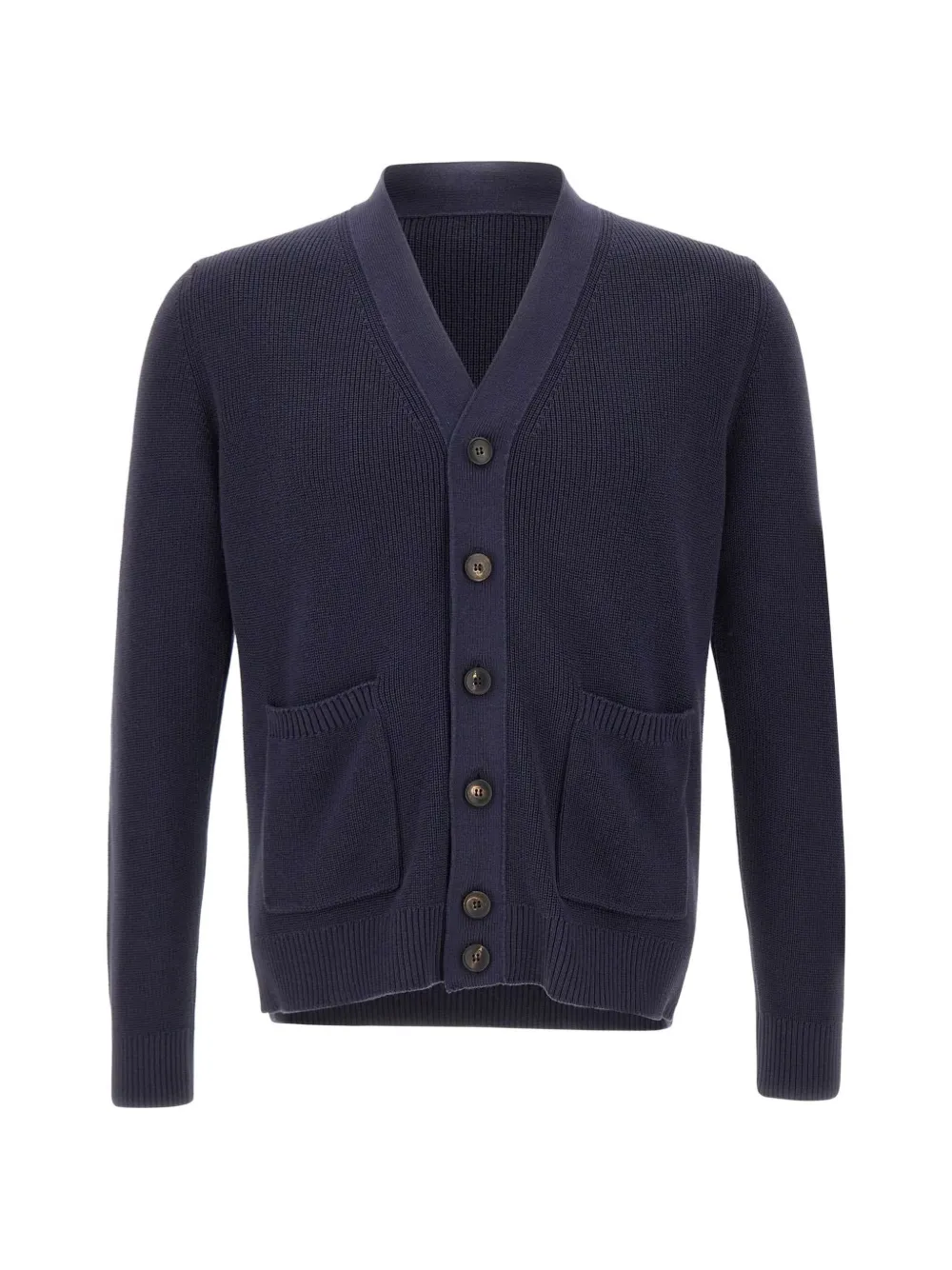 Filippo De Laurentiis V-neck ribbed-trim cardigan - Blu