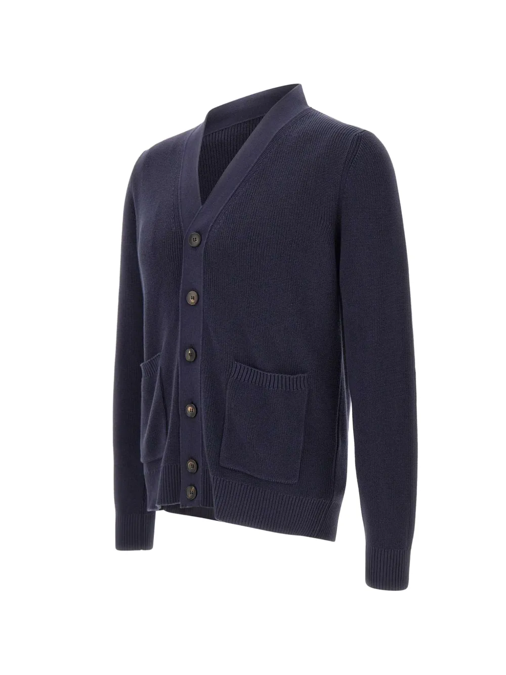 Filippo De Laurentiis Vest met V-hals en geribbelde afwerking Blauw