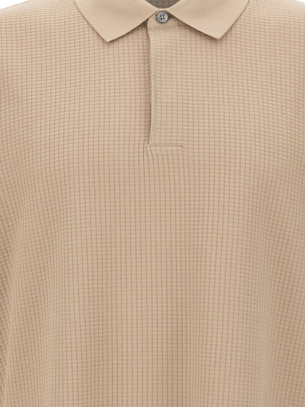 BOSS Geruit poloshirt met jacquard Beige