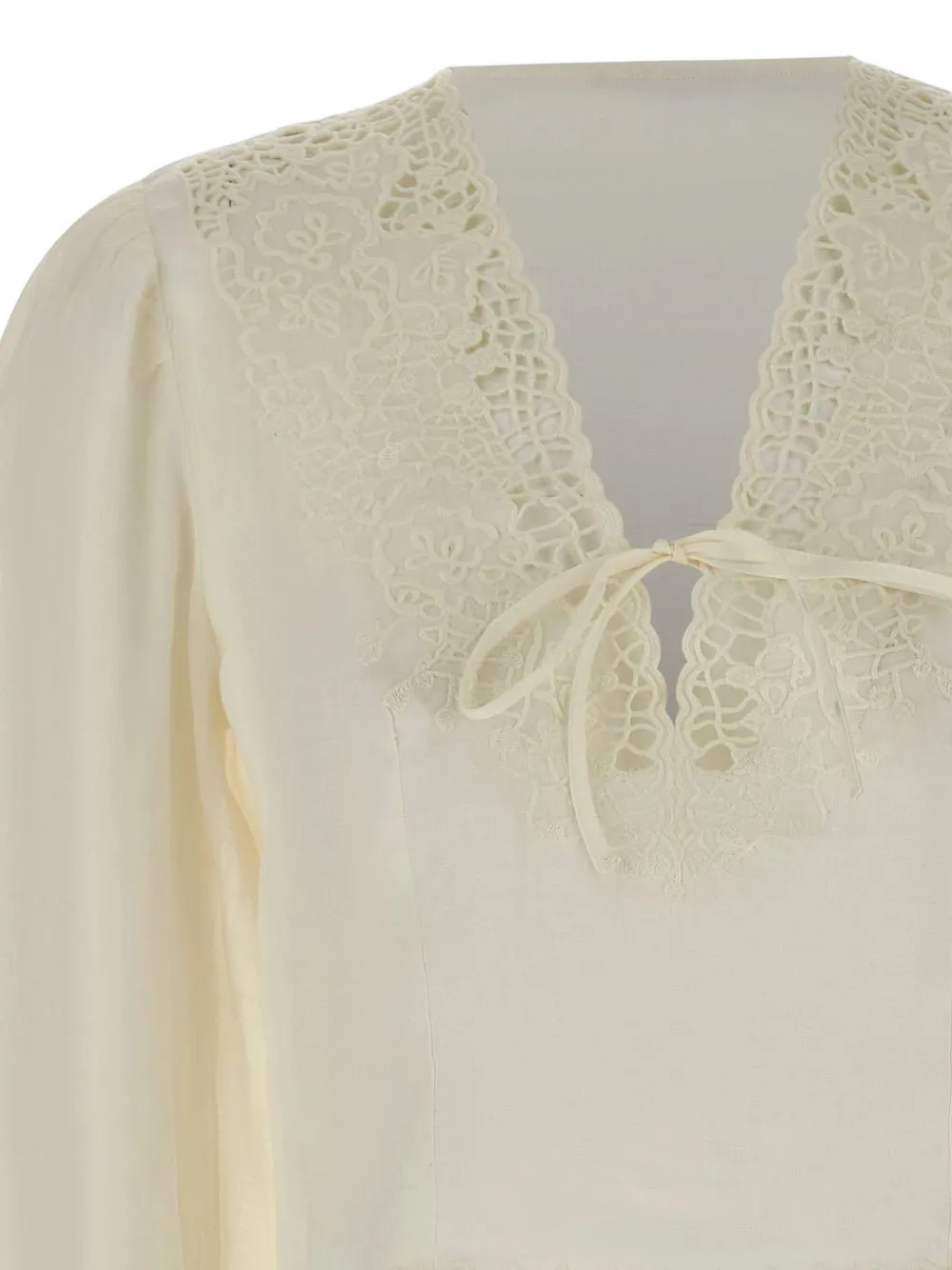 BOSS Blouse met borduurwerk en gewelfde afwerking Beige